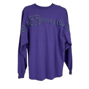Disney World Spirit Jersey Size S Purple Long Sleeve Glitter Mickey Graphic